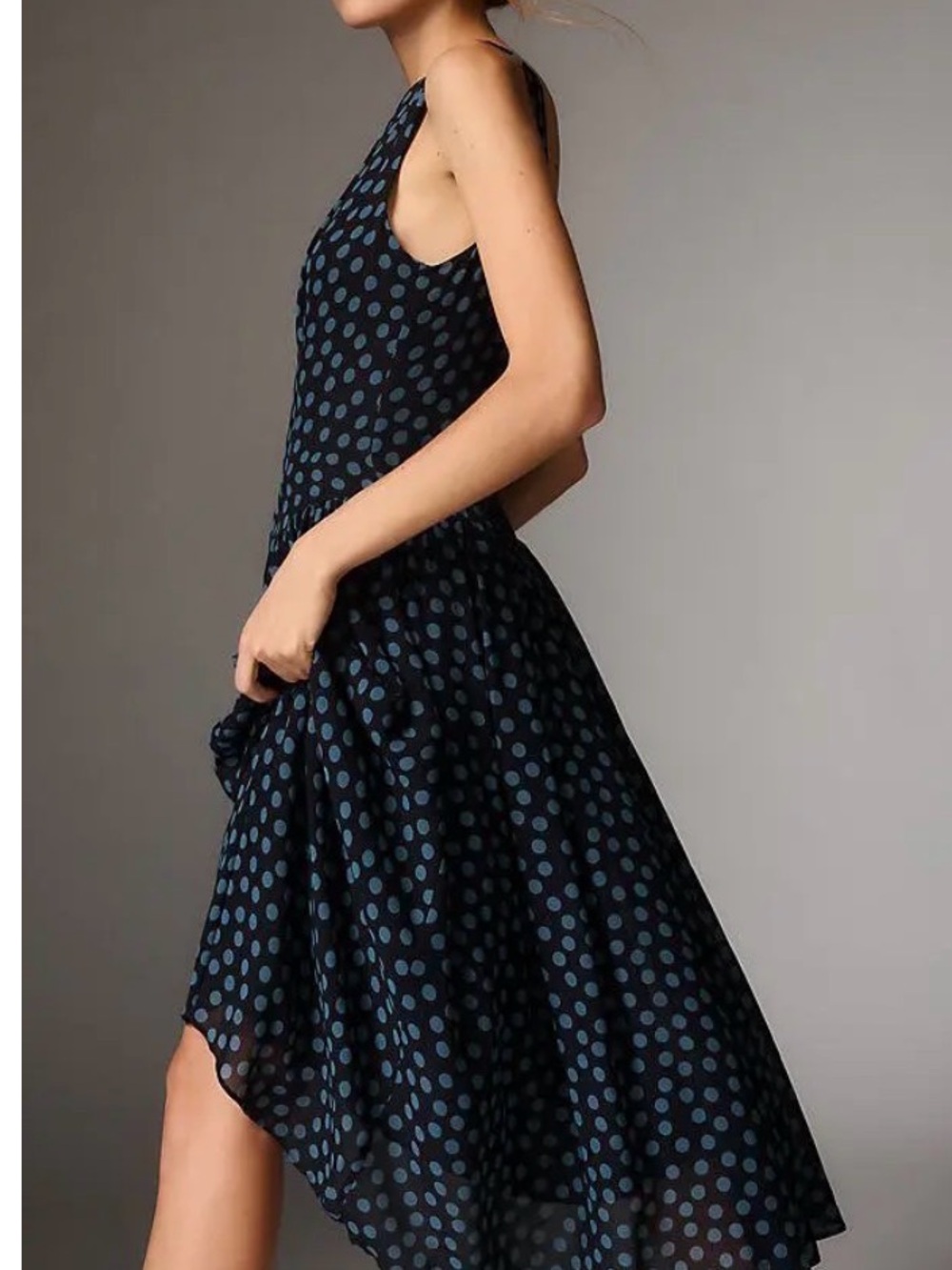 Reformation Anelis Navy Polka Dot Midi Dress - Picture 2 of 11